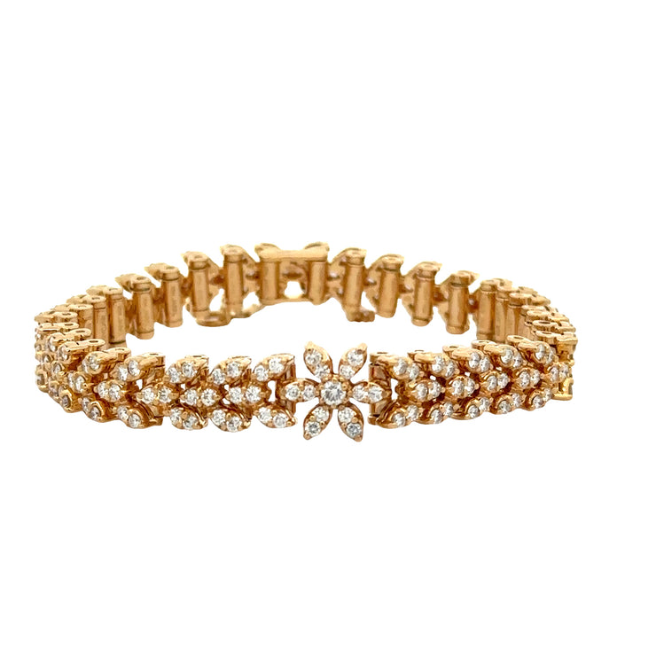 Vintage 18k Yellow Gold Jabel Diamond Foliate Style Bracelet