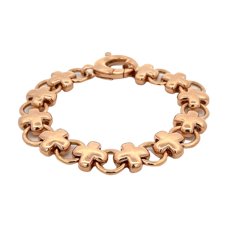 Magnificent 3.0 CTW Diamond Cross and Circle Bracelet in 18k Rose Gold