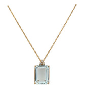 Aquamarine and Diamond Pendant in Yellow Gold