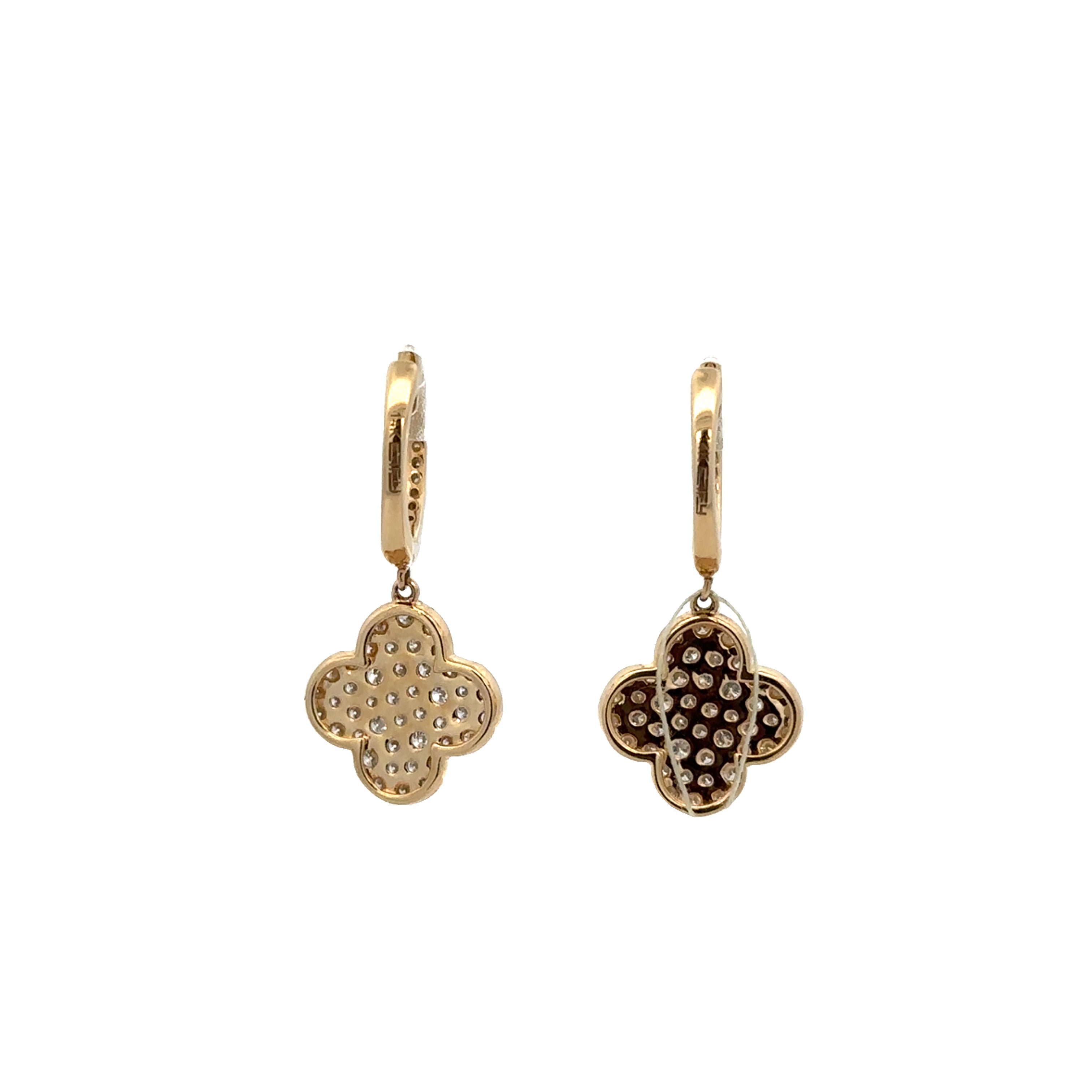 Diamond Accented Quatrefoil Earrings in Yellow Gold