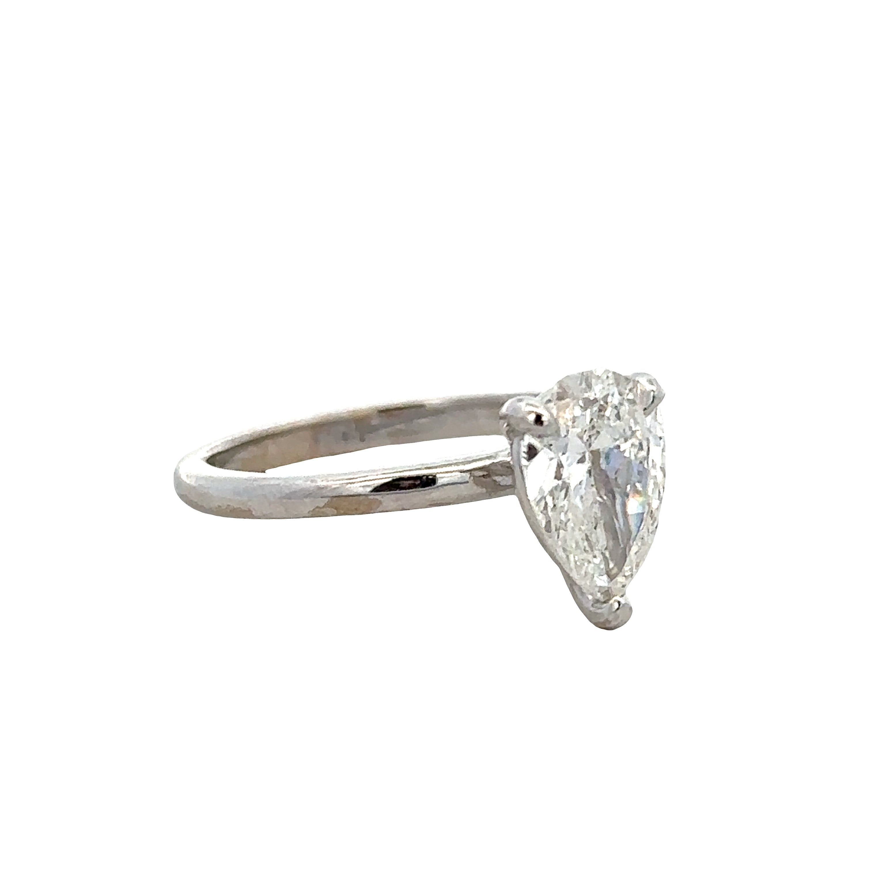 14k White Gold 1.50ct GIA Pear-Shaped Diamond Engagement Ring – Size 6.75