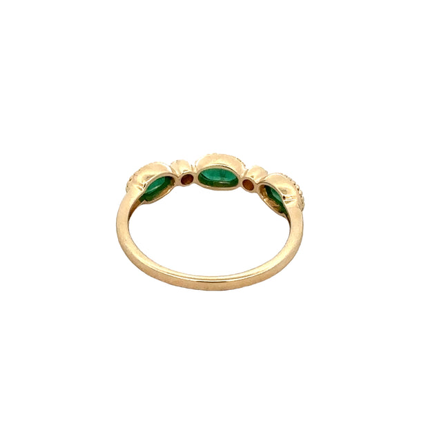 Emerald and Diamond Band in Yellow Gold