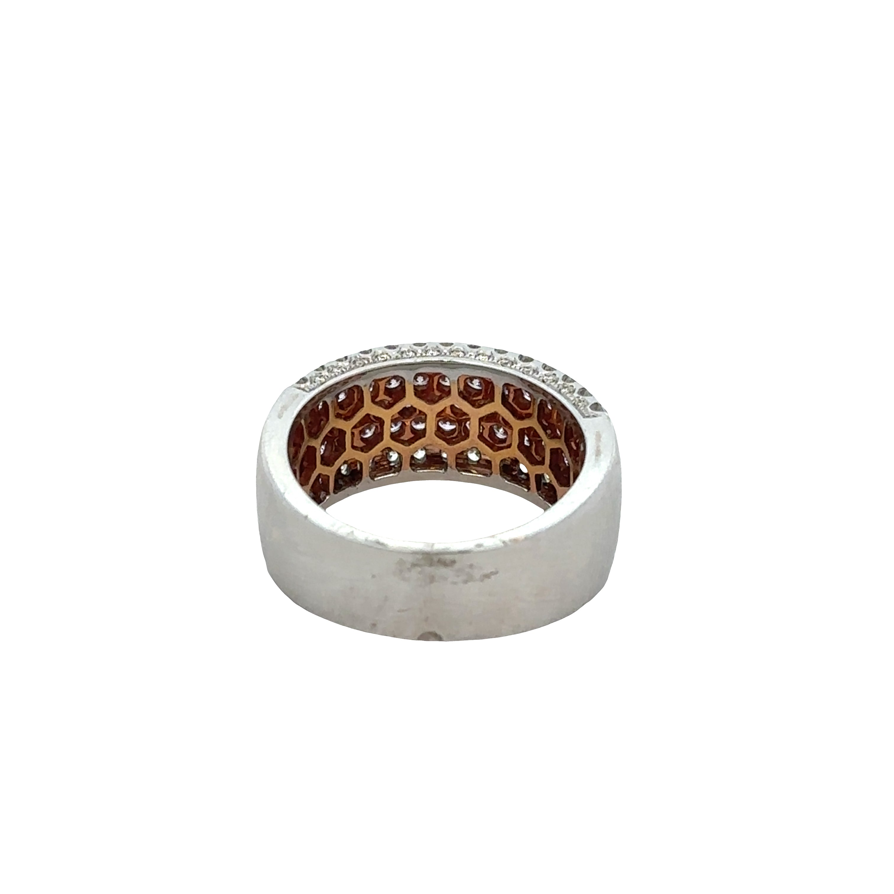 18k White & Rose Gold Pink & White Diamond Wide Band – 9.2mm