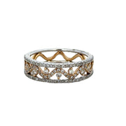 Openwork Diamond Band in White and Yellow Gold