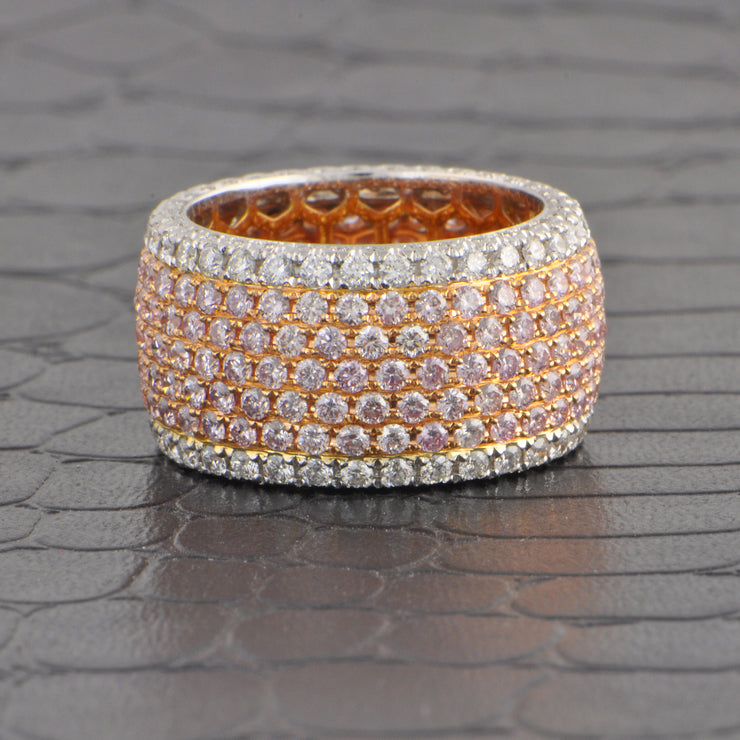 Statement Pink and White Diamond Band in 18k Gold