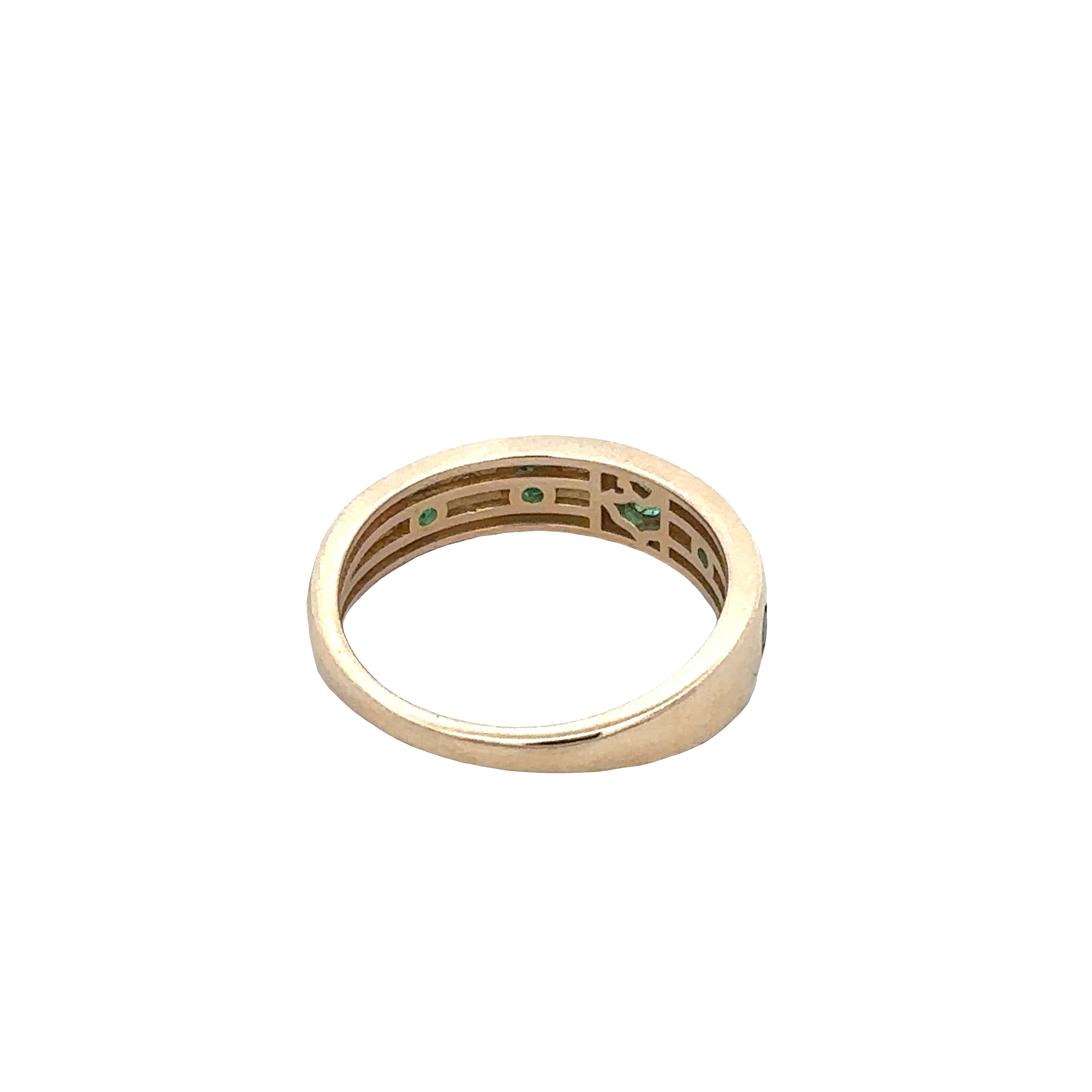 14k Yellow Gold Emerald & Diamond Alternating Band – Size 7.25