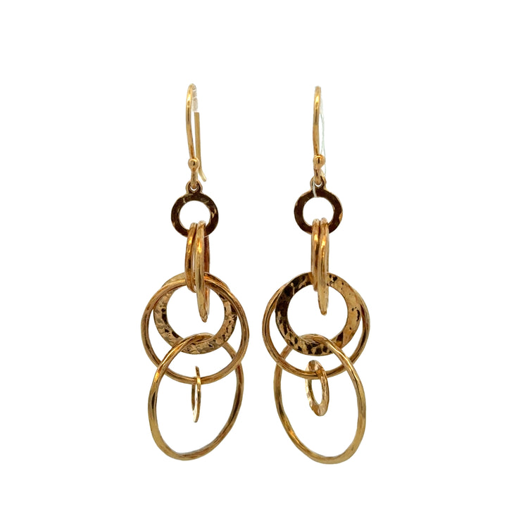 Ippolita Hammered Jet Set Dangle Earrings in 18k Yellow Gold