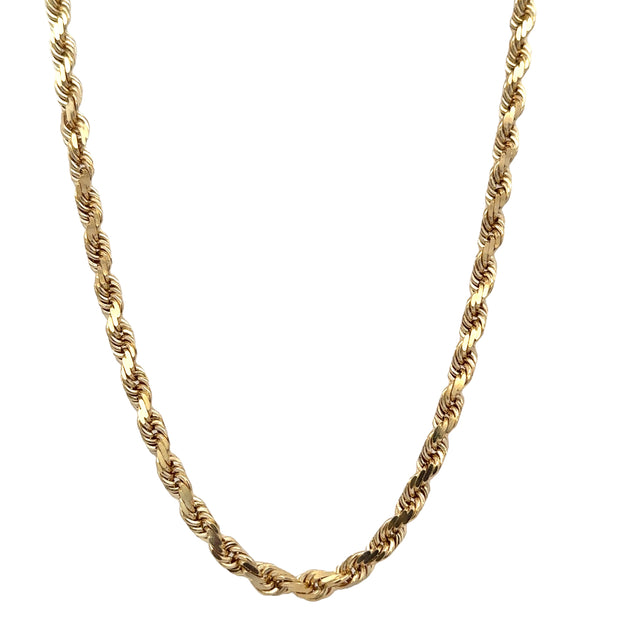 22" Diamond Cut Rope Chain in Yellow Gold