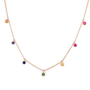 Multi Sapphire Station Necklace in Yellow Gold