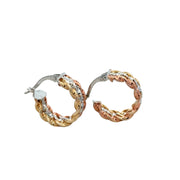 Vintage Tritone Small Hoop Earrings in 14k Gold