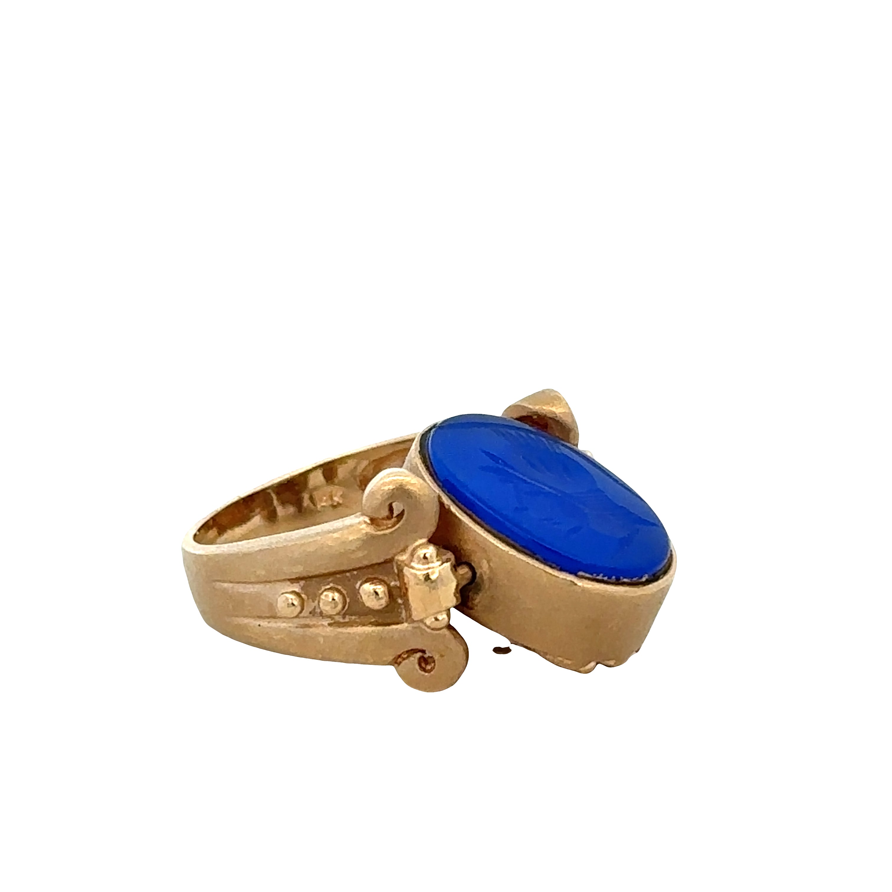 Vintage 14k Yellow Gold Diamond & Intaglio Flip Ring – Size 5.75