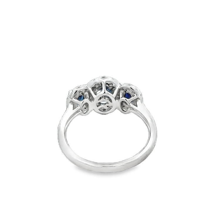 Sapphire and Diamond Three Stone Ring in White Gold