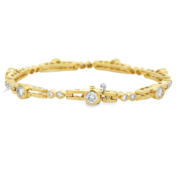 2.30 CTW Bezel Set Diamond Bracelet in Yellow Gold