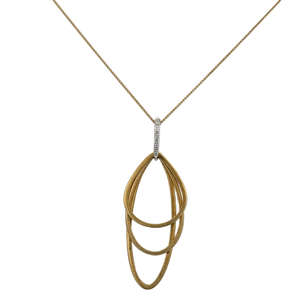 Interlocking Brushed Diamond Pendant in Two Tone Gold