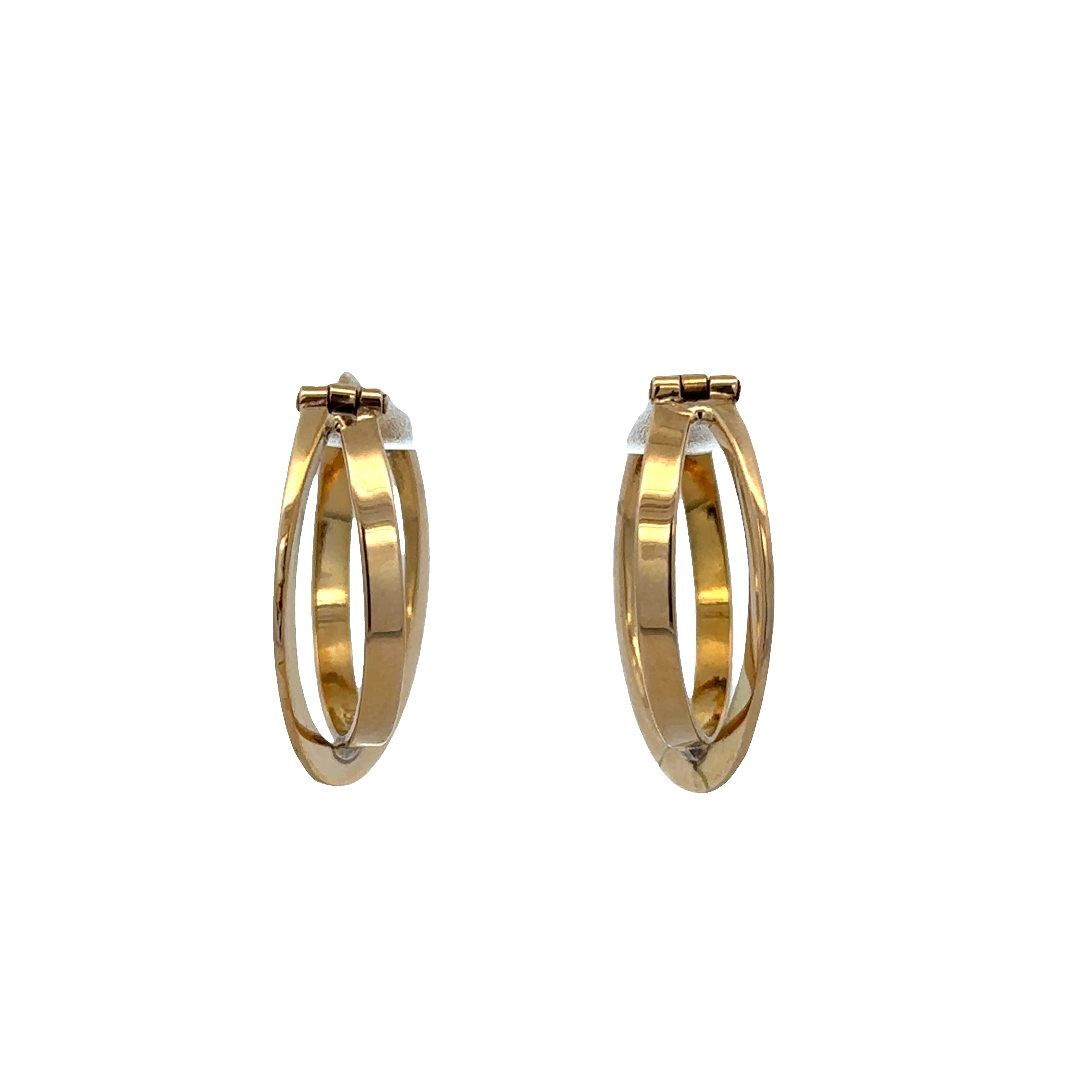 18k Yellow Gold Modern Abstract Hoop Earrings – 3/4" Tall
