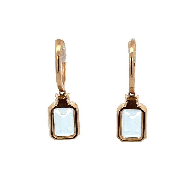 Aquamarine and Diamond Drop Earrings in Yellow Gold