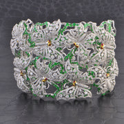 Spectacular Diamond, Tsavorite Garnet, and Ruby Butterfly Cuff Bracelet in White Gold