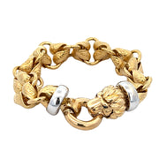 Statement Two Tone 18k Gold Lion Clasp Bracelet