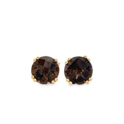 Smoky Quartz Stud Earrings in Yellow Gold