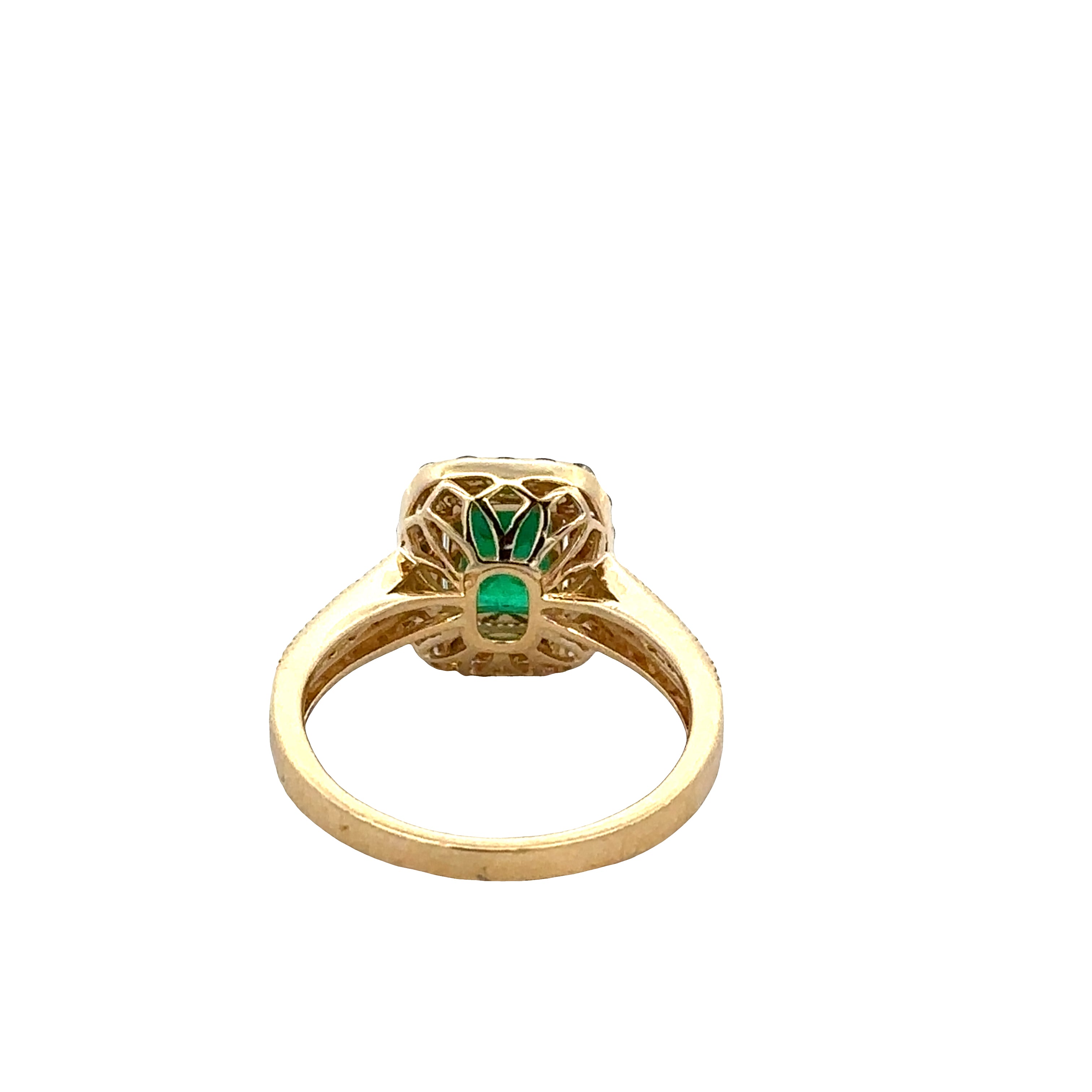 14k Yellow Gold Emerald & Diamond Halo Ring