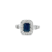 Sapphire and Diamond Ring in White Gold