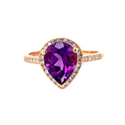 Amethyst and Diamond Ring in Rose Gold