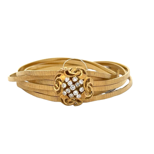 Vintage Diamond Multi Strand Bracelet in 18k Yellow Gold