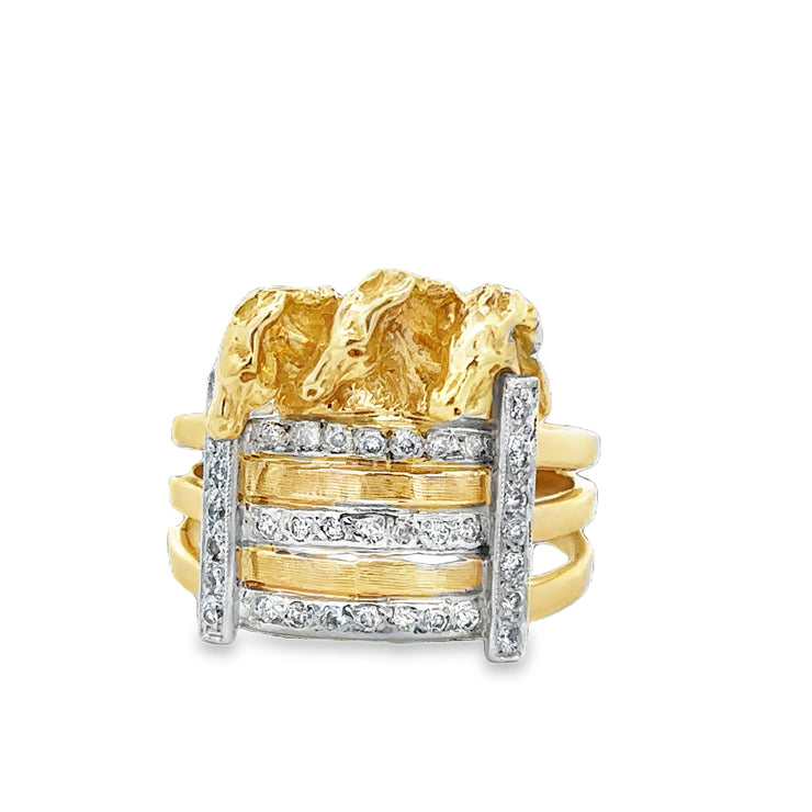 Equestrian Diamond Ring in 18k Yellow Gold