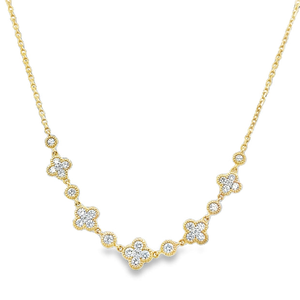 Diamond Quatrefoil Necklace in Yellow Gold