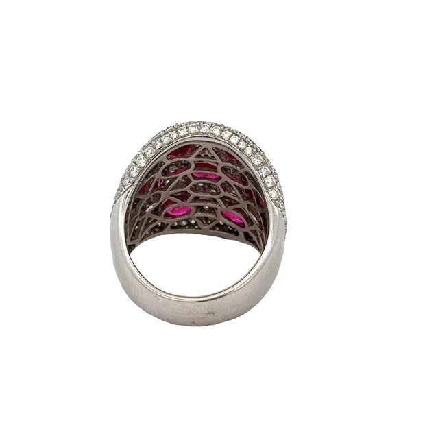 Statement Ruby and Diamond Band Ring in White Gold