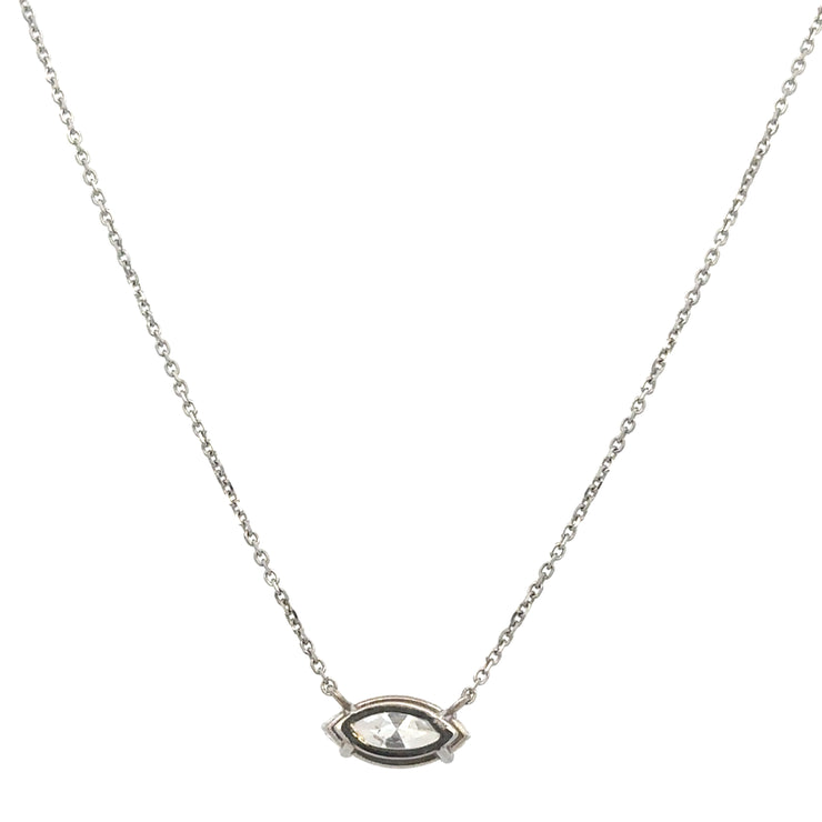 Marquise Cut Diamond Solitaire Necklace in White Gold