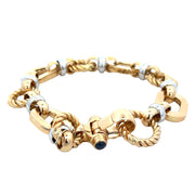 Two Tone Rope Accented Open Link Bracelet in 18k Gold