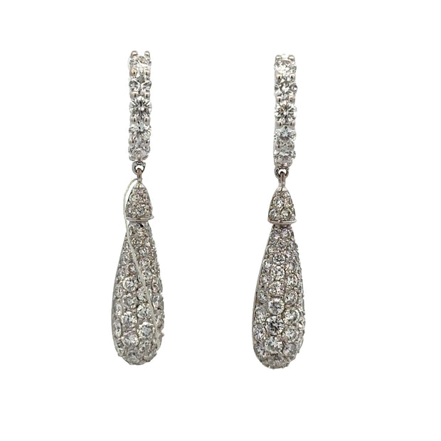 Tear Drop Style Pave Diamond Earrings