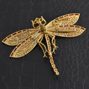 VIntage Platinum and Yellow Gold Dragonfly Brooch