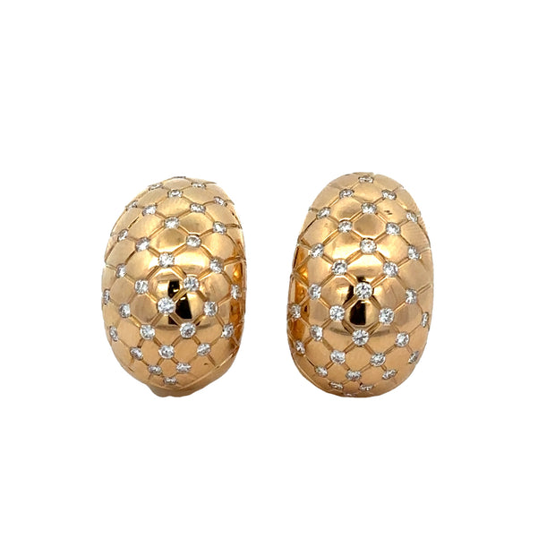 Heavy Diamond Huggie Clip-on Earrings in 18k Yellow Gold