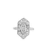 Vintage Art Deco Diamond Cocktail Ring in White Gold