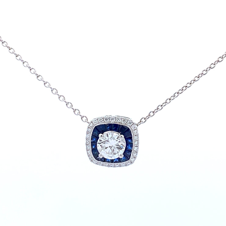 Diamond and Sapphire Necklace in White Gold