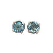 Blue Topaz Stud Earrings in 18k White Gold