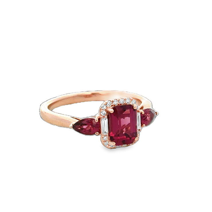 Rhodolite Garnet and Diamond Ring in Rose Gold