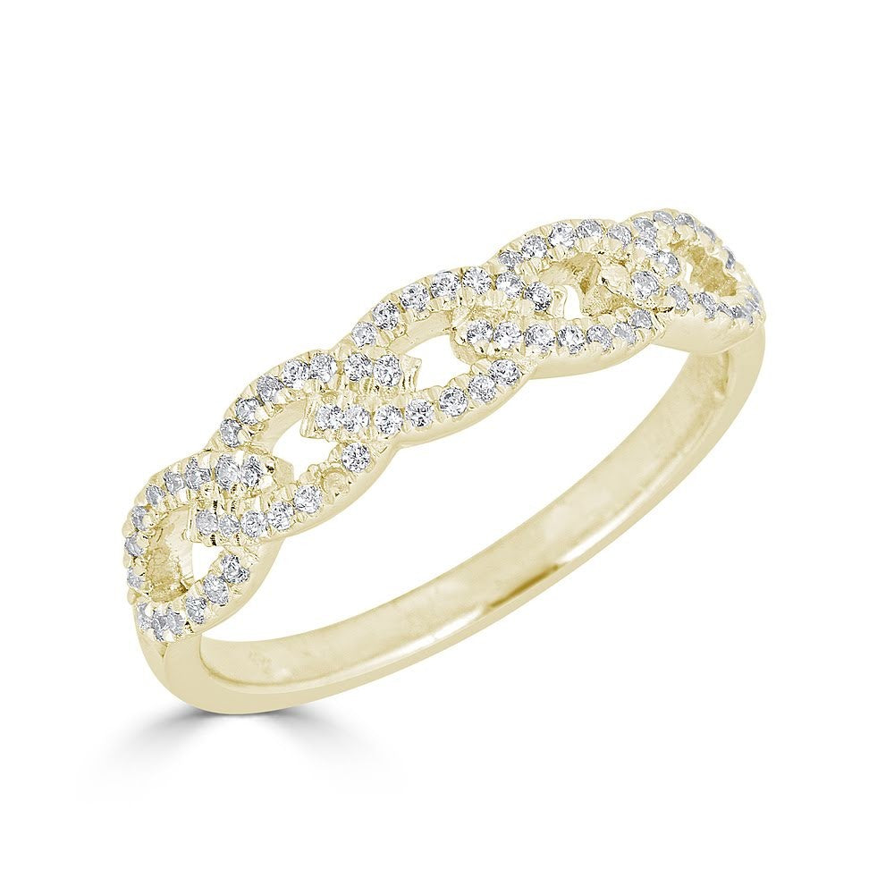 Diamond Wedding Band in 14K Yellow Gold with Link Design