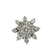 Vintage 1960s 1.76 CTW Diamond Snowflake Ring in White Gold