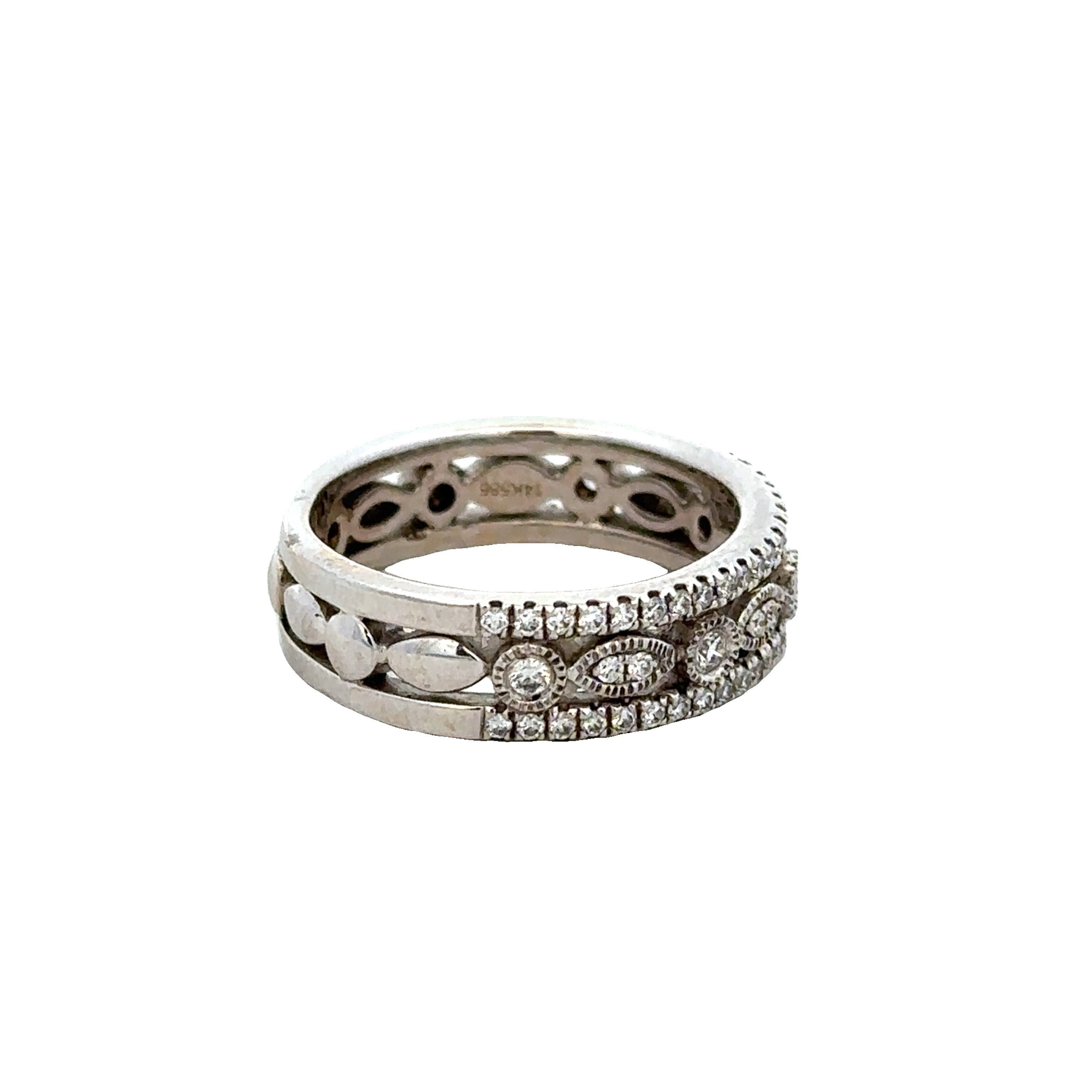 Openwork Diamond Band in White Gold