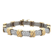 Vintage 3.10 CTW Two Tone Diamond Pave Bracelet