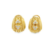 Judith Ripka Heart Accented Diamond Earrings in 18k Gold