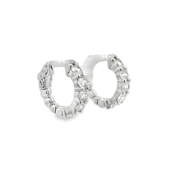 Diamond Hoop Earrings in White Gold