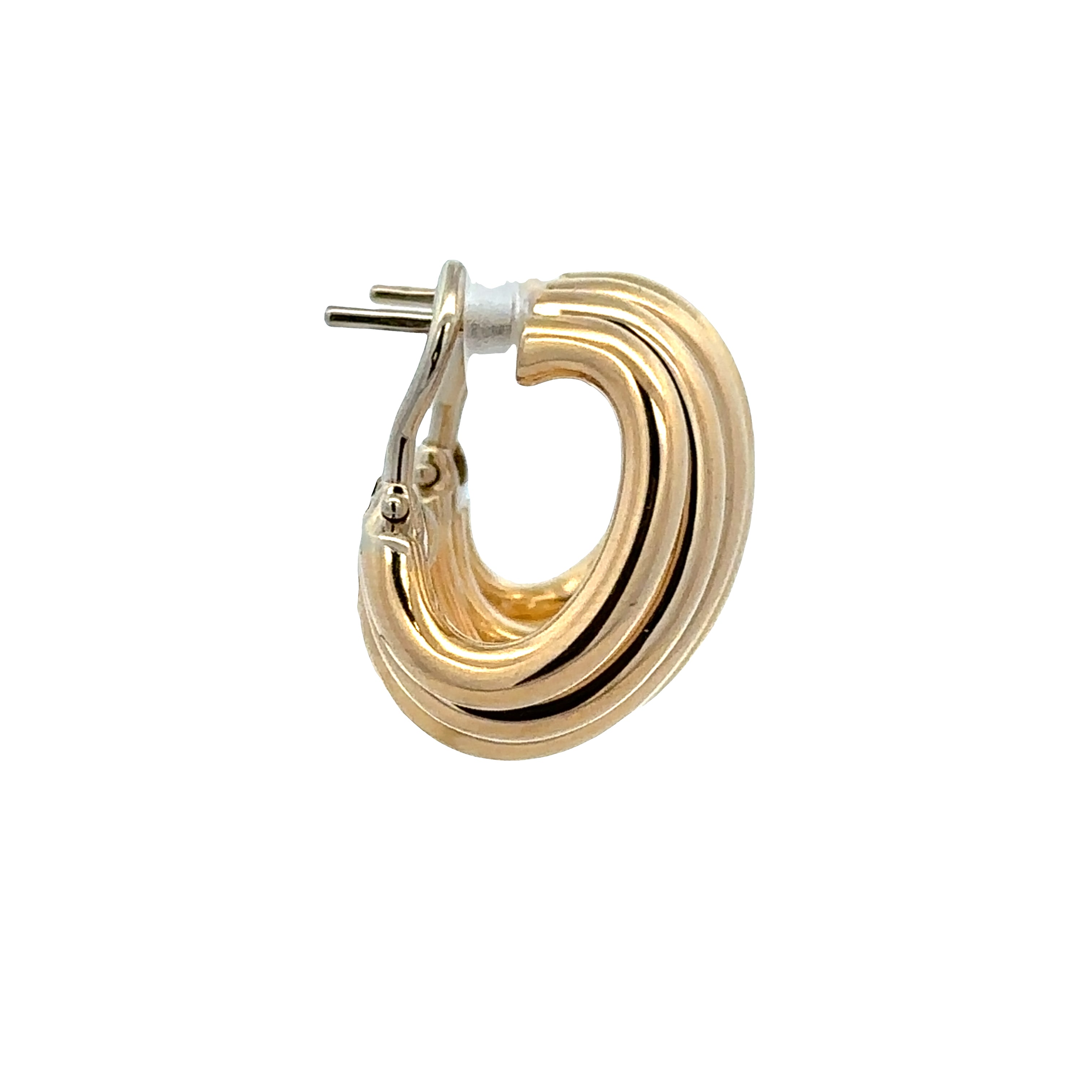 18k Yellow Gold Openwork Tube Hoop Earrings – 7/8" Tall