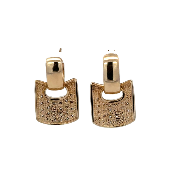 Modern Diamond Earrings in Yellow Gold