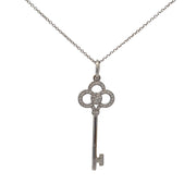 Estate Tiffany & Co. Diamond Crown Key Pendant in 18k White Gold