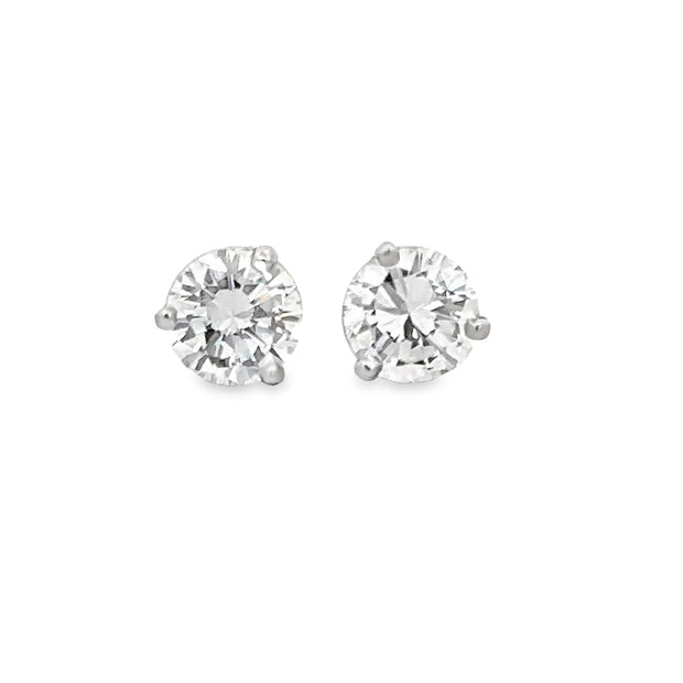 1.61 CTW Diamond Stud Earrings in White Gold