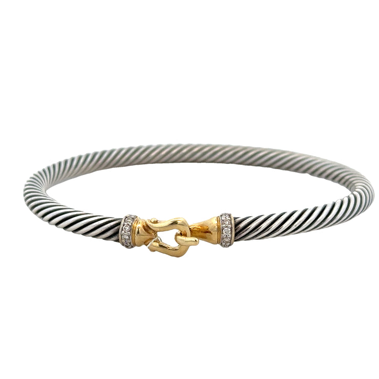 Pre-owned David Yurman Diamond Buckle Classic Cable Bracelet